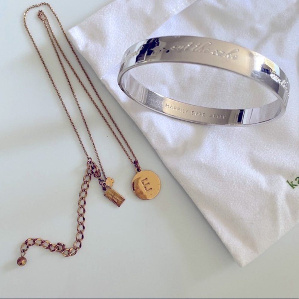 Wedding Bangle & E Necklace KATE SPADE Jewelry Bundle - Bracelet Necklace